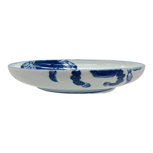 源右衛門窯 (ゲンエモンガマ) 皿 約26×22cm 染付蟹絵 青