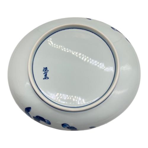 源右衛門窯 (ゲンエモンガマ) 皿 約26×22cm 染付蟹絵 青