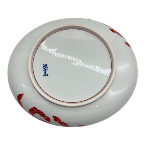 源右衛門窯 (ゲンエモンガマ) 皿 約26×22cm 染付蟹絵 赤