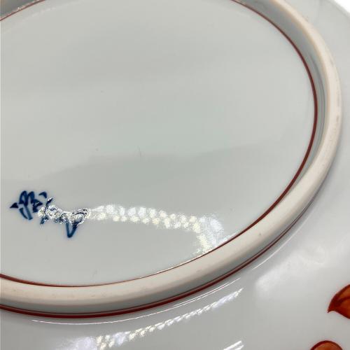 源右衛門窯 (ゲンエモンガマ) 皿 約26×22cm 染付蟹絵 赤