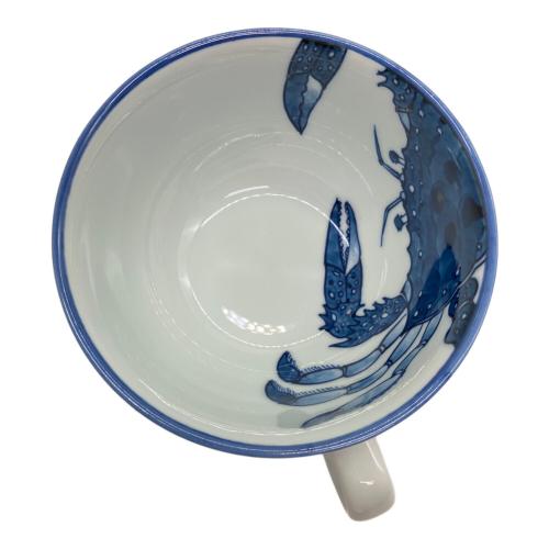 源右衛門窯 (ゲンエモンガマ) スープカップ 染付蟹絵 青