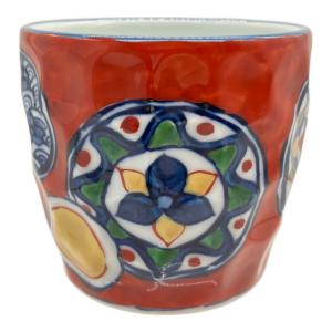 源右衛門窯 (ゲンエモンガマ) 焼酎杯 8cm 赤濃祥瑞丸紋