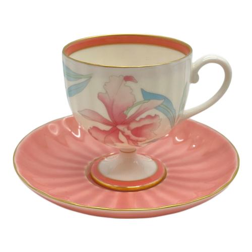 香蘭社 (コウランシャ) カップ&ソーサー ホワイト×ピンク 花柄 カトレア