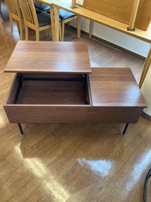 リフティングテーブル  ブラウン　引き出し付