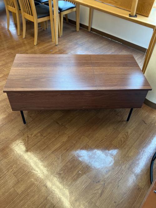 リフティングテーブル  ブラウン　引き出し付