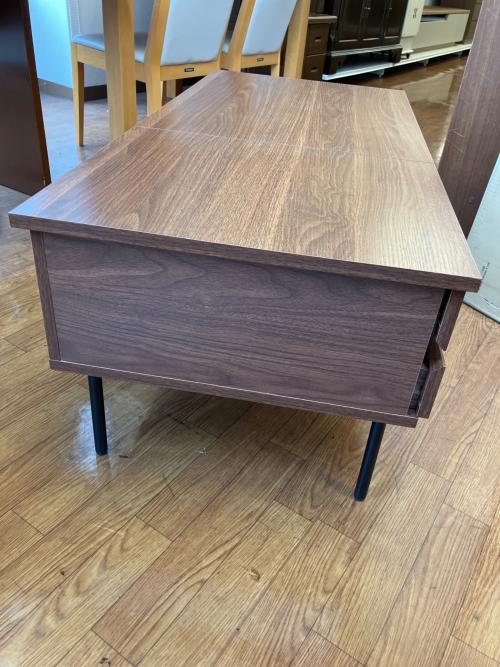 リフティングテーブル  ブラウン　引き出し付