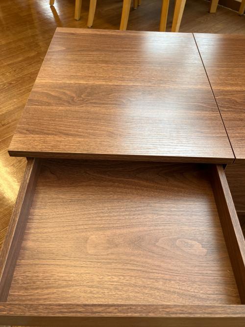 リフティングテーブル  ブラウン　引き出し付