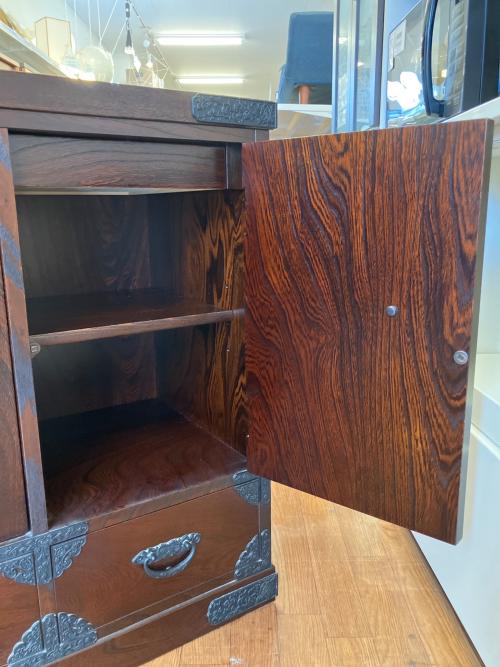 民芸箪笥　和箪笥　サイドボード ブラウン　3枚扉 引き出し付き