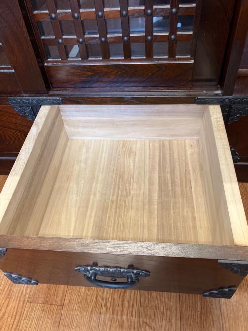 民芸箪笥　和箪笥　サイドボード ブラウン　3枚扉 引き出し付き