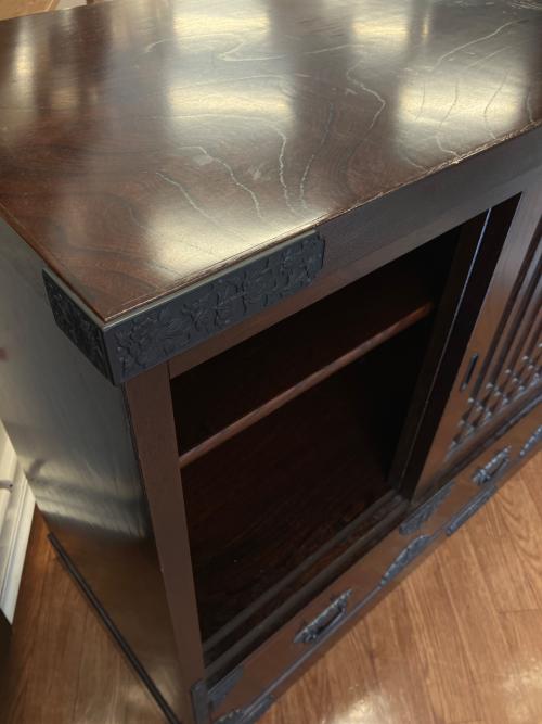 民芸箪笥　和箪笥　サイドボード ブラウン　3枚扉 引き出し付き