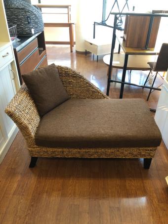 サンフラワーラタン　ラタンソファー アジアン家具　アジアンソファ　バナナリーフファブリック　 ナチュラル×グレー