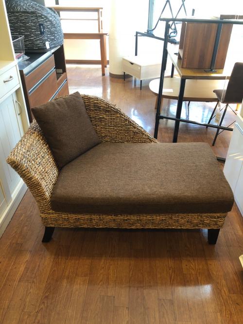サンフラワーラタン　ラタンソファー アジアン家具　アジアンソファ　バナナリーフファブリック　 ナチュラル×グレー