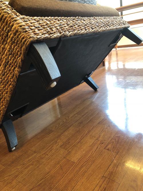 サンフラワーラタン　ラタンソファー アジアン家具　アジアンソファ　バナナリーフファブリック　 ナチュラル×グレー
