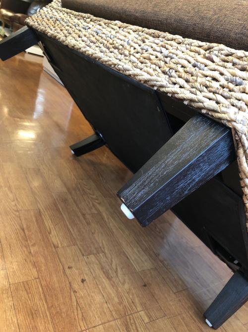 サンフラワーラタン　ラタンソファー アジアン家具　アジアンソファ　バナナリーフファブリック　 ナチュラル×グレー