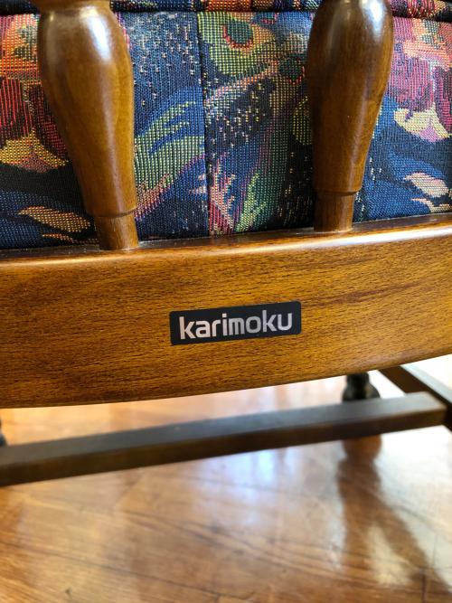 karimoku (カリモク) キャスターダイニングチェア ブラウン×ネイビー コロニアル