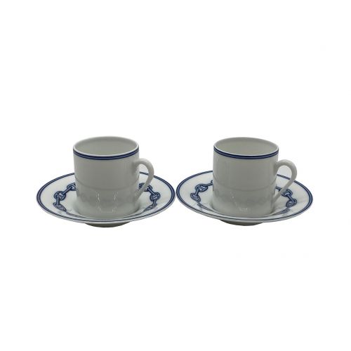 HERMES (エルメス) デミタスカップ&ソーサー シェーヌダンクル 2Pセット