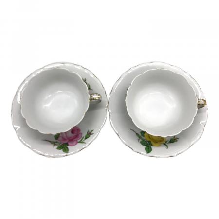 Meissen (マイセン) カップ&ソーサー ピンクローズ&イエローローズ