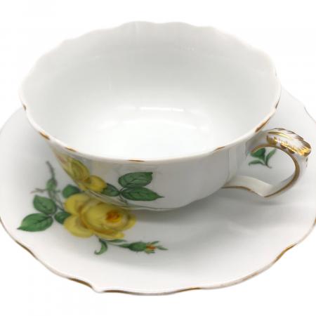 ★美品【Meissen】マイセンの金縁 イエローローズの器 Meissen (マイセン) カップ&ソーサー ピンクローズ&イエローローズ