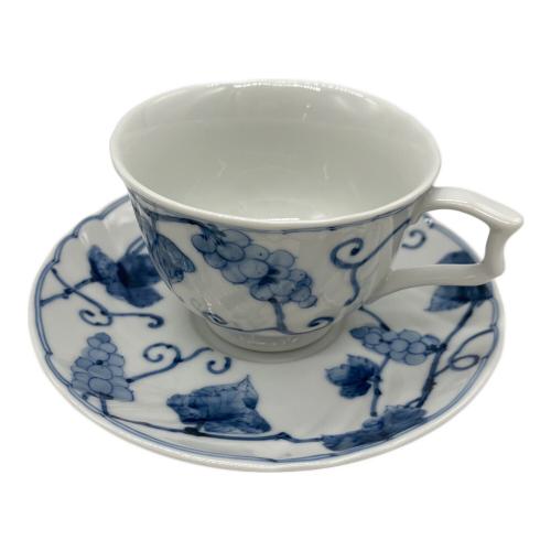 九谷焼 (クタニヤキ) 珈琲碗皿 ぶどう柄 山本長左作 ペア