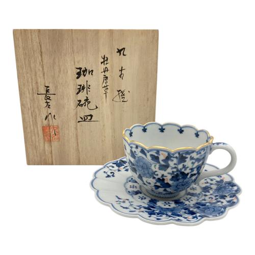 九谷焼 (クタニヤキ) 珈琲碗皿 牡丹唐草 山本長左作