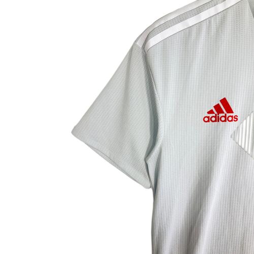 adidas (アディダス) トレーニングTシャツ BR3608 メンズ SIZE M グレー×レッド