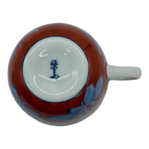 源右衛門窯 (ゲンエモンガマ) カップ&ソーサー 赤濃牡丹絵