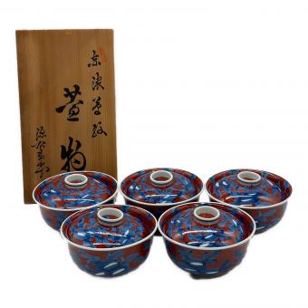 源右衛門窯 (ゲンエモンガマ) 丼 赤濃牡丹絵