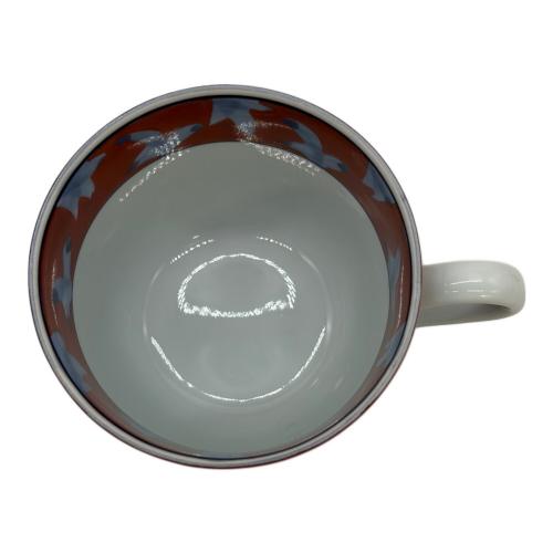 源右衛門窯 (ゲンエモンガマ) カップ&ソーサー 赤濃牡丹絵