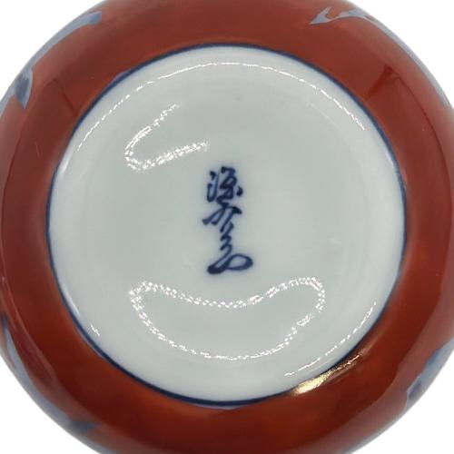 源右衛門窯 (ゲンエモンガマ) カップ&ソーサー 赤濃牡丹絵