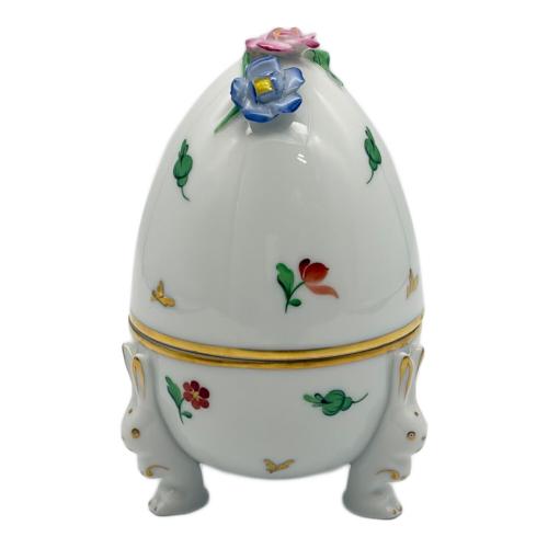 Herend (ヘレンド) 小物入れ たまご型 うさぎ・花