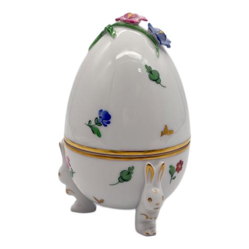 Herend (ヘレンド) 小物入れ たまご型 うさぎ・花