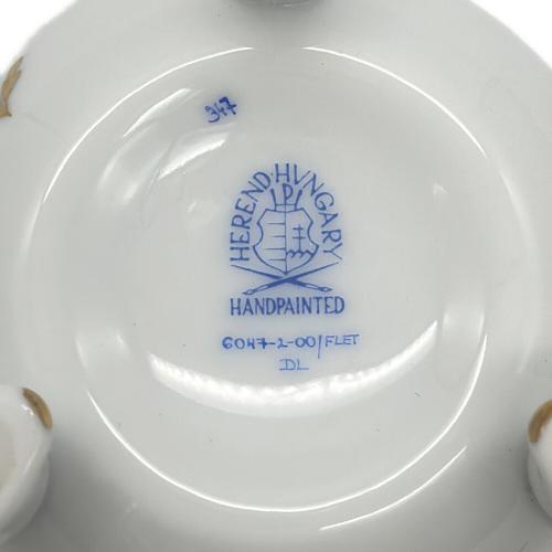 Herend (ヘレンド) 小物入れ たまご型 うさぎ・花