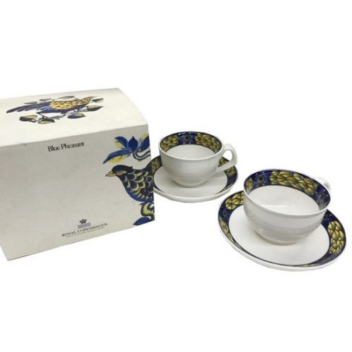 ROYAL COPENHAGEN (ロイヤル・コペンハーゲン) カップ&ソーサー 2Pセット 未使用品 ブルーフェザン 2Pセット ブルーフェザン