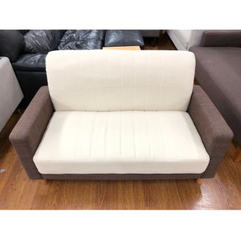 2人掛けソファー アイボリー×ブラウン 65 布