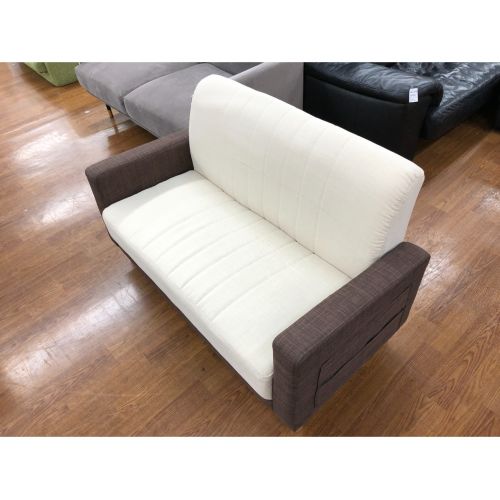 2人掛けソファー アイボリー×ブラウン 65 布