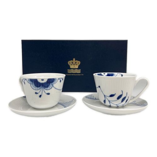 ROYAL COPENHAGEN (ロイヤル・コペンハーゲン) ティーカップ&ソーサー ブルーフルーテッド・メガ 2Pセット