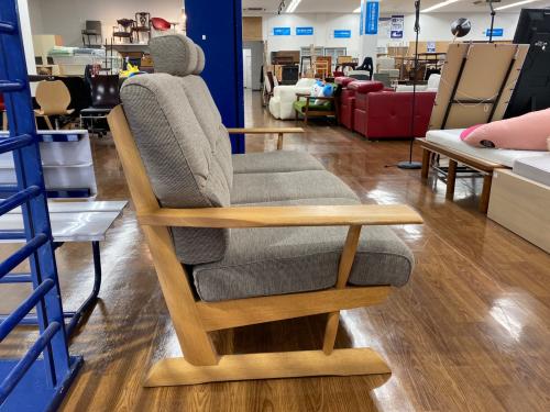 飛騨産業 (ヒダサンギョウ) 3人掛けソファー グレー 266 ヘッドレスト付 ファブリック KAYA