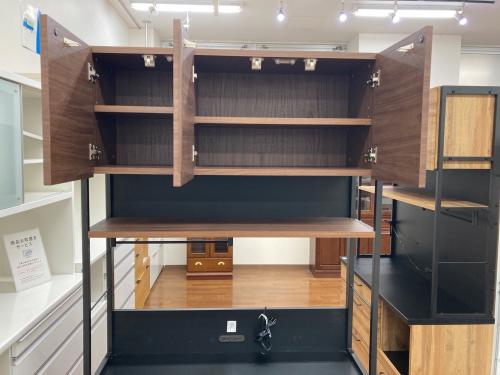 ニトリ レンジボード ブラウン×ブラック 56 3枚扉 3段引き出し IM301