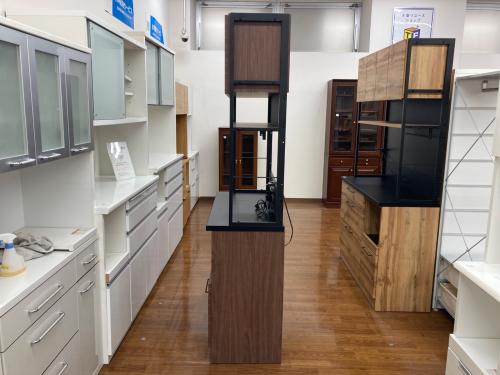 ニトリ レンジボード ブラウン×ブラック 56 3枚扉 3段引き出し IM301