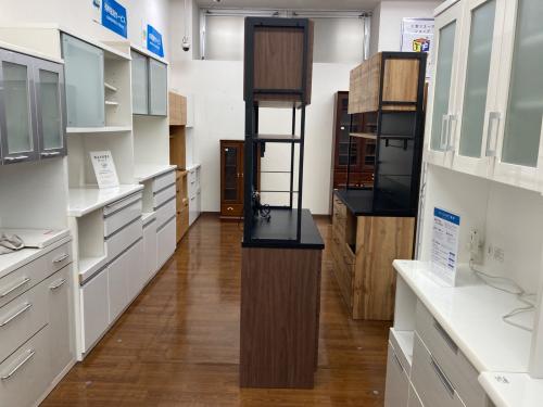 ニトリ レンジボード ブラウン×ブラック 56 3枚扉 3段引き出し IM301