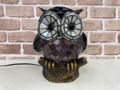 ステンドグラスライト フクロウ ※2002年製 点灯確認済・年数経過のため保証無