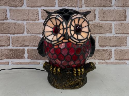 ステンドグラスライト フクロウ ※2002年製 点灯確認済・年数経過のため保証無