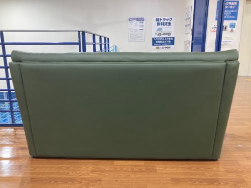 アサヒ 3人掛けソファー グリーン 総革