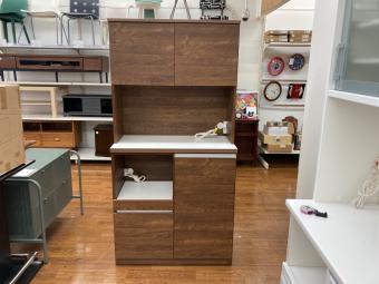 土井インテリヤ工業 レンジボード ブラウン×ホワイト 2枚扉