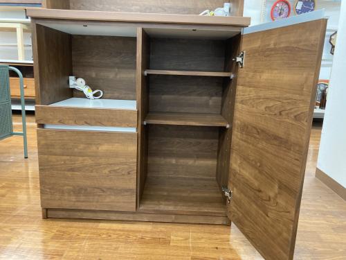 土井インテリヤ工業 レンジボード ブラウン×ホワイト 2枚扉