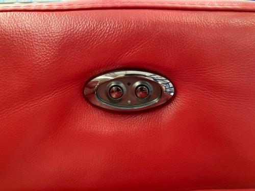 ワタリジャパン 3人掛けソファー レッド 153 カップホルダー付き 総革