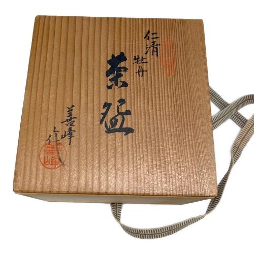 清水焼 (キヨミズヤキ) 抹茶茶碗 仁清牡丹 善峰作