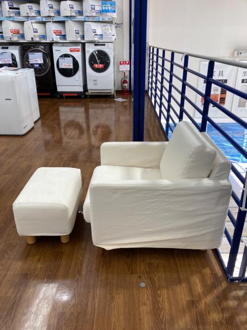 無印良品 (ムジルシリョウヒン) 1人掛けソファー ホワイト オットマン付
