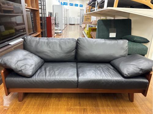 2人掛けソファー ブラック×ブラウン 65