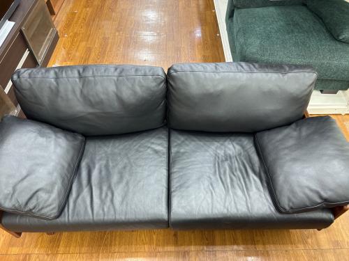 2人掛けソファー ブラック×ブラウン 65